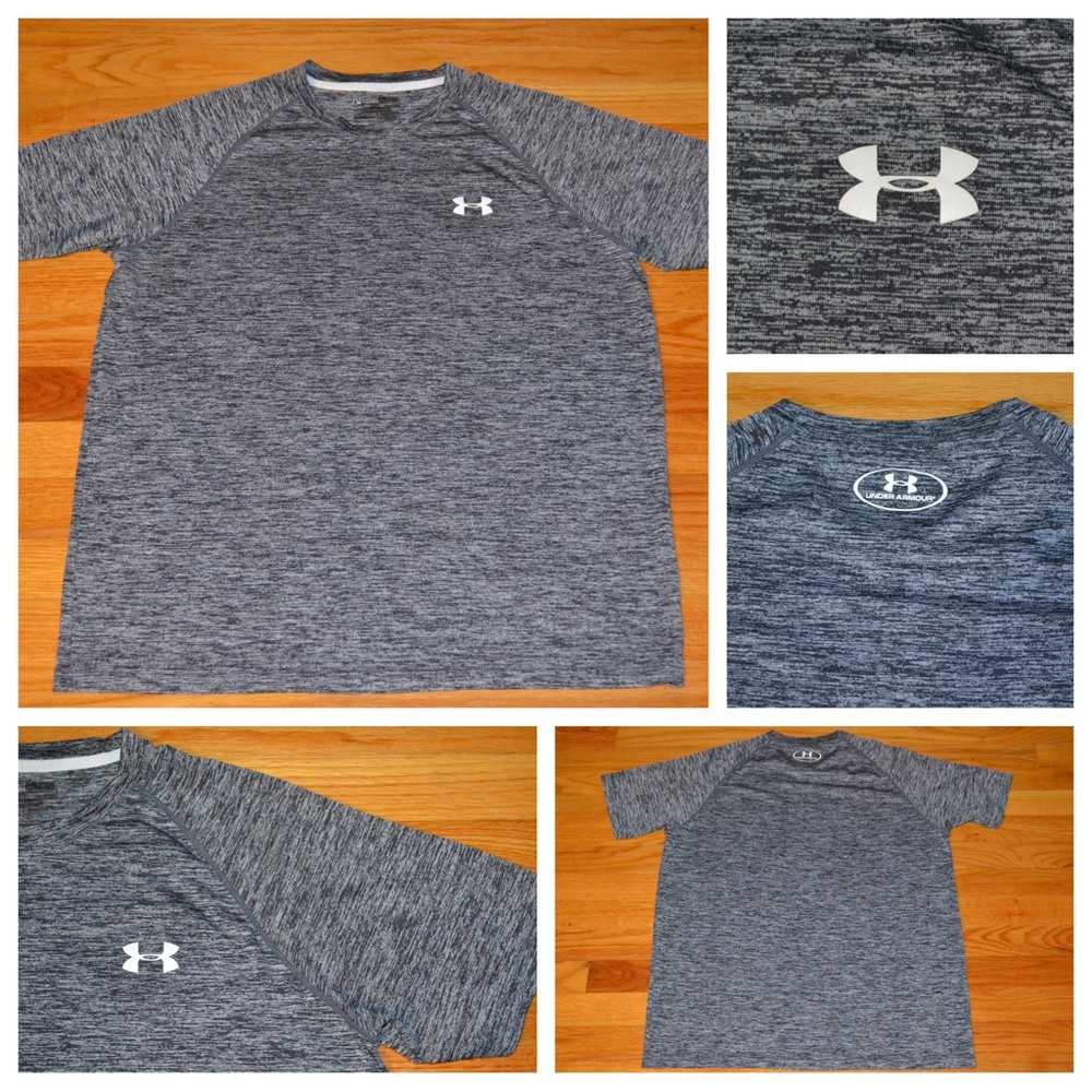 Men’s Under Armour gray Heat Gear logo tee, size M
